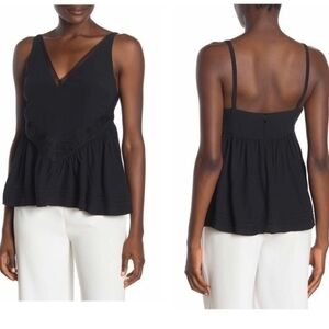 10 Crosby Derek Lam Black Peplum Ruffle Tank Size 4 New with Tags